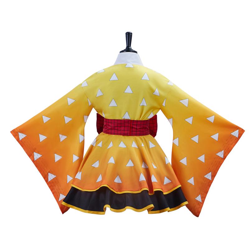 Demon Slayer Cosplay Costume  Agatsuma Zenitsu  Fanart Costume Women Japanese Kimono Outfit Costume
