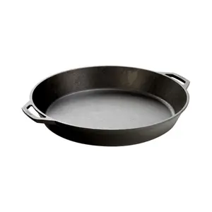 Lodge Seasoned Cast Iron Skillet with 2 Loop Handles - 17 Inch Ergonomic Frying Pan