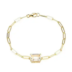 Colleen Lopez Gold-Plated Gemstone Station Paperclip Link Bracelet