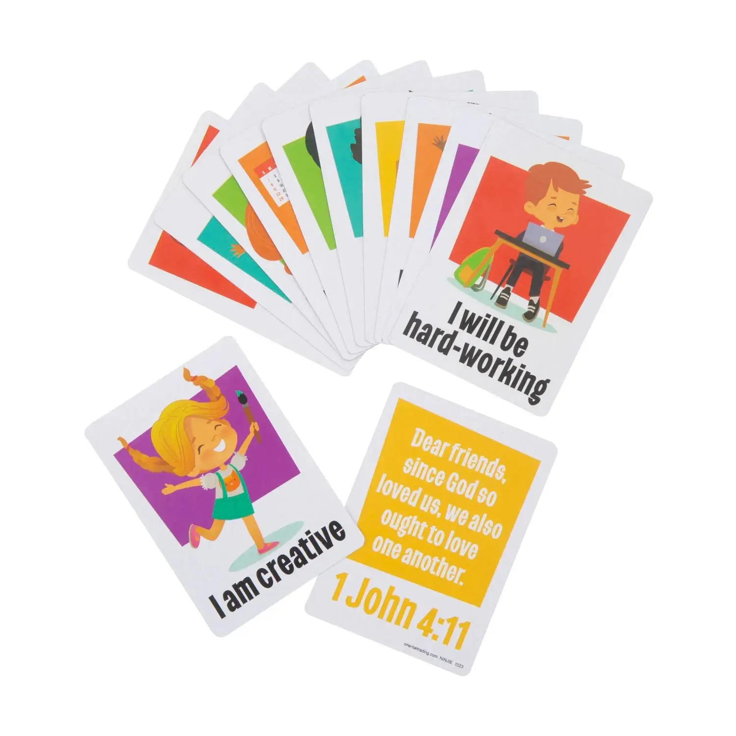 Religious Affirmation Positive Cards, 48-Piece Office Desk Organizer Accessory