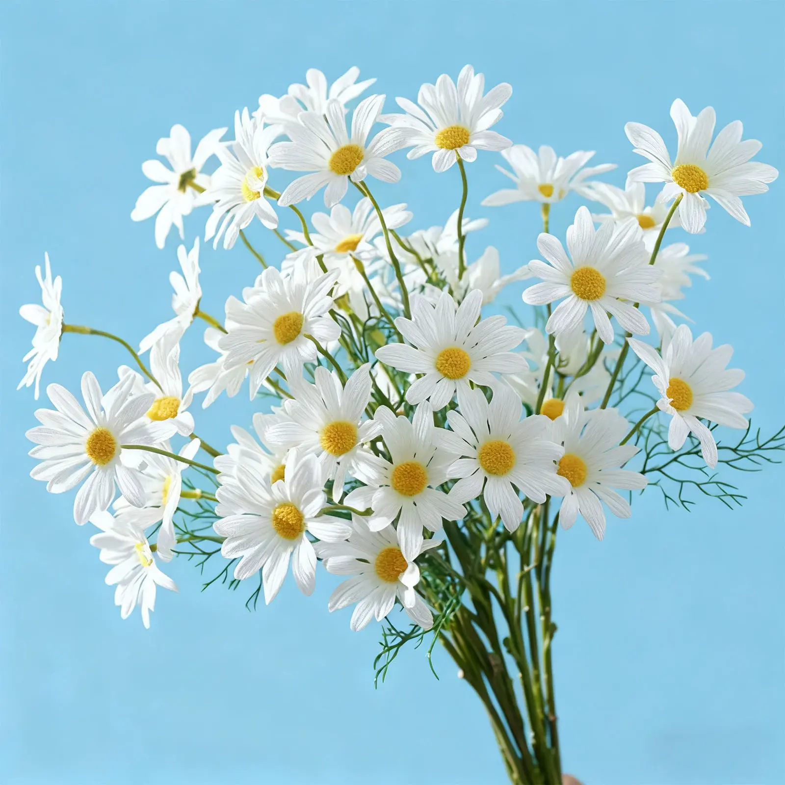 12 Pcs Faux Wildflower Daisy Bundles, Weatherproof Silk Artificial Flowers with Greenery for Home Yard Garden Ornament