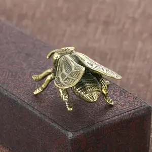 Vintage Brass Bee Statue, 1 Count Bee Design Decorative Ornament, Desktop Decorative Ornament for Home Office School Dormitory, Ornaments Statues