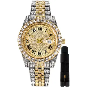 Hop Watches for Men Iced-Out Bling  Luxury Quartz Watches with Date