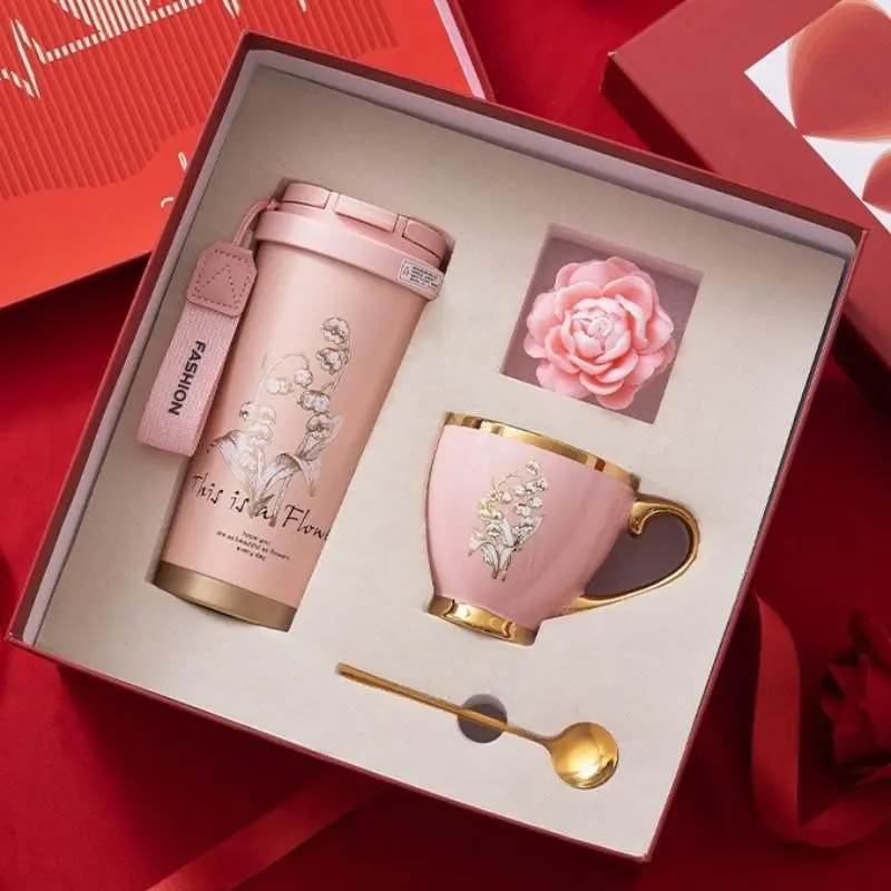 💝Premium Mother's Day Gift Box Set with Ceramic Liner Thermal Insulation Cup, Insulated Cup, Mug, Thermo Cup, Ceramic Lined Tumbler, Elegant, Aesthetic & Practical Present for Mom, Women, Girlfriend & Best Friend