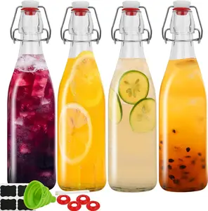 32oz  Bottle,Swing Top Glass Kombucha Bottles with Stoppers for Brewing, Beverages, Smoothies, Kefir, , Soda, Juicing, Kombucha, Oil, Water, Milk, Vinegar(4 Pack)