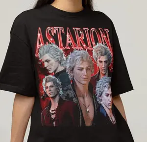 Unisex Baldurs Gate 3 Astarion Gaming T-Shirt, Videogame Bootleg Husbando Shirt Classic Cotton