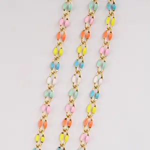 4 Meters Gold Plated Stainless Steel Chains Bulk Mixed Color Enamel Bead Chain Spool for Jewelry Making with Jump Rings and Lobster Clasps - Tools & Hardware.