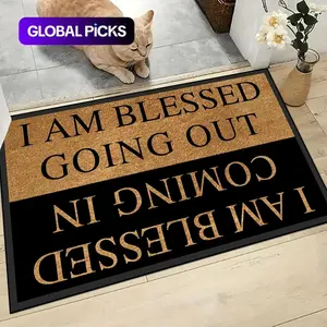 Double-Sided Blessing Entrance Mat, I Am Blessed Coir Doormat, Non-Slip Rubber Backing, Home Decor Rug, Durable and Stylish Design