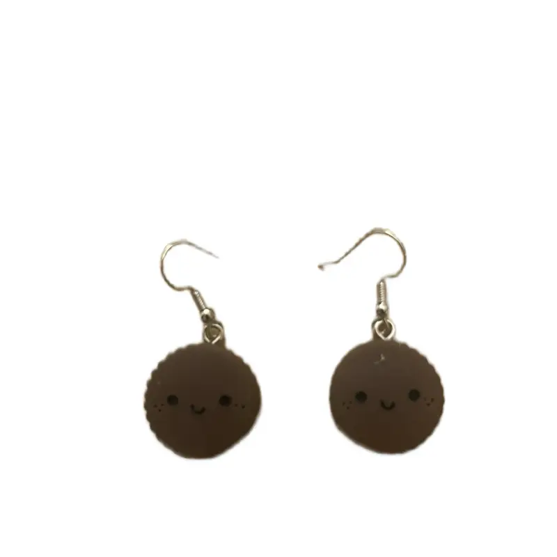 Cookie Earrings - Cute Cookie Design with Charm and Hoop Attachment