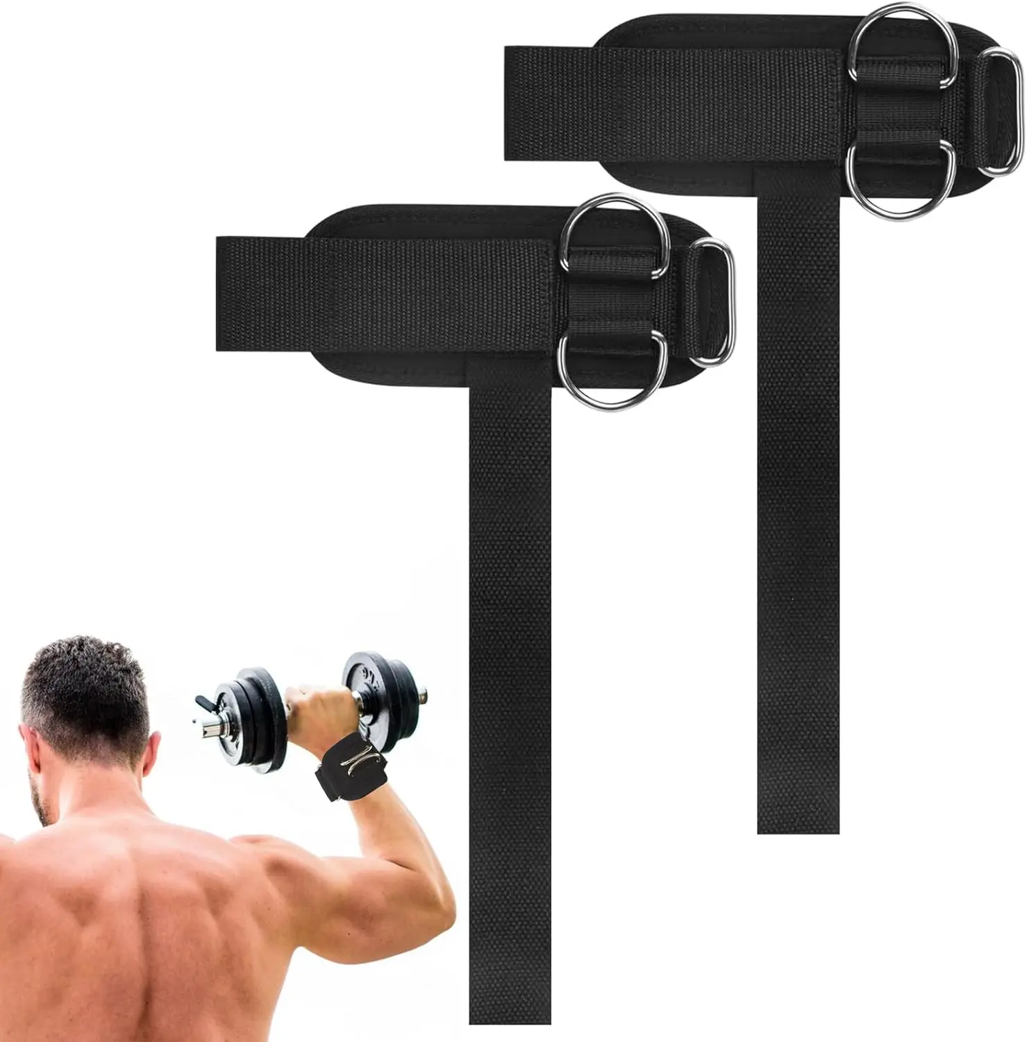 Heavy Duty D-Ring Weight Lifting Wrist Straps with Anti-Slip Silicone Beads, Secure Wrap, Adjustable Deadlift Support for Powerlifting & Gym Training, Anti-Slip Beads