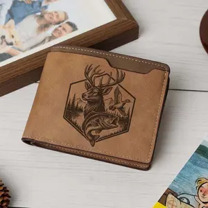 Deer Duck Fish Engraved Wallet, Nature Mens Bifold Wallet, Hunting Fishing Outdoorsman Gift, Hunter Dad Gift