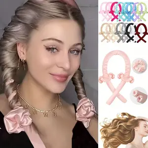 1pc (Hair Curling Rod + 2 Hair Ties) Sleeping Faux Pearl Sponge Wave No-Heat Popular Large Curler Tool Set ,Hair Rollers,Heatless Curls,Hair Curler,Hair Products And Accessories For Barber Salon Beauty Travel Essentials,Back To School,Travel Holiday Essen