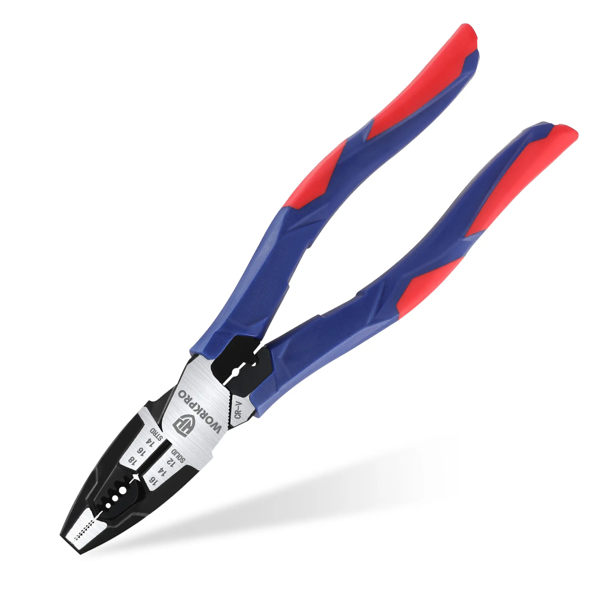 WORKPRO 6-in-1 Linesman Pliers with Wire Cutter and Stripper, 8 Inch Multipurpose Combination Pliers, Premium CRV Steel Hand Tool Plier for Twisting Cutting Wires and Clamping Screws