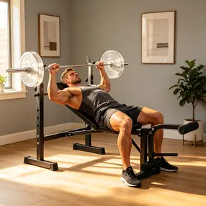 Weight Bench, Bench Press Set with Squat Rack, Adjustable Multi-Function Design, Heavy-Duty Stable Frame, High Weight Capacity for Full-Body Strength Training, Home Gym Workout Fitness Equipment