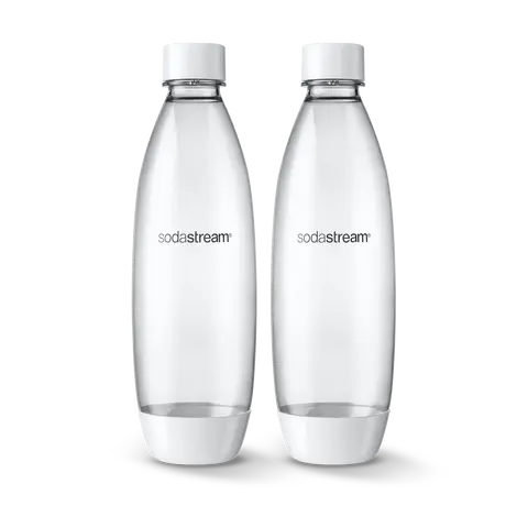 SodaStream 1L Slim Dishwasher Safe Bottles Twin Pack - White