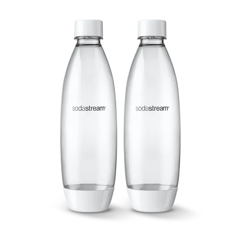 SodaStream 1L Slim Dishwasher Safe Bottles Twin Pack - White