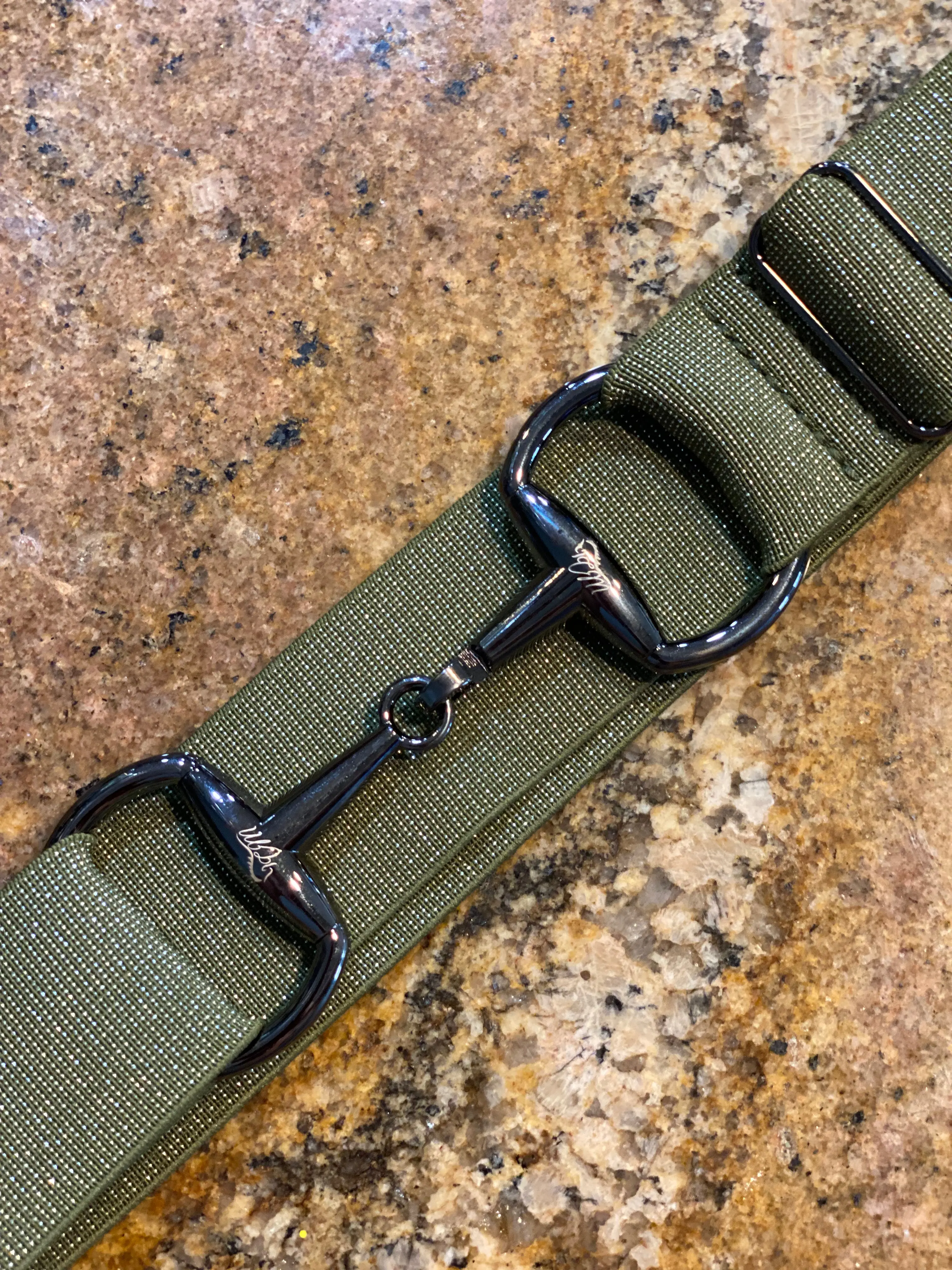 Green with gun metal buckle