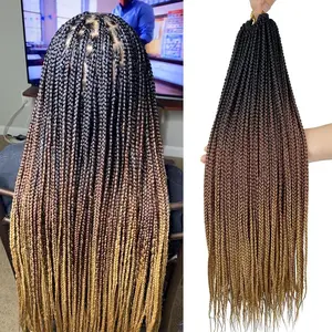 1B/30/27 Box Braid Crochet Hair 20 Inch Pre Looped Crochet Box Braids Ombre Blonde Knotless Braids Pre-looped Crochet Hair for Black Women (T1B/30/27, 20 inch box braids 6 packs)