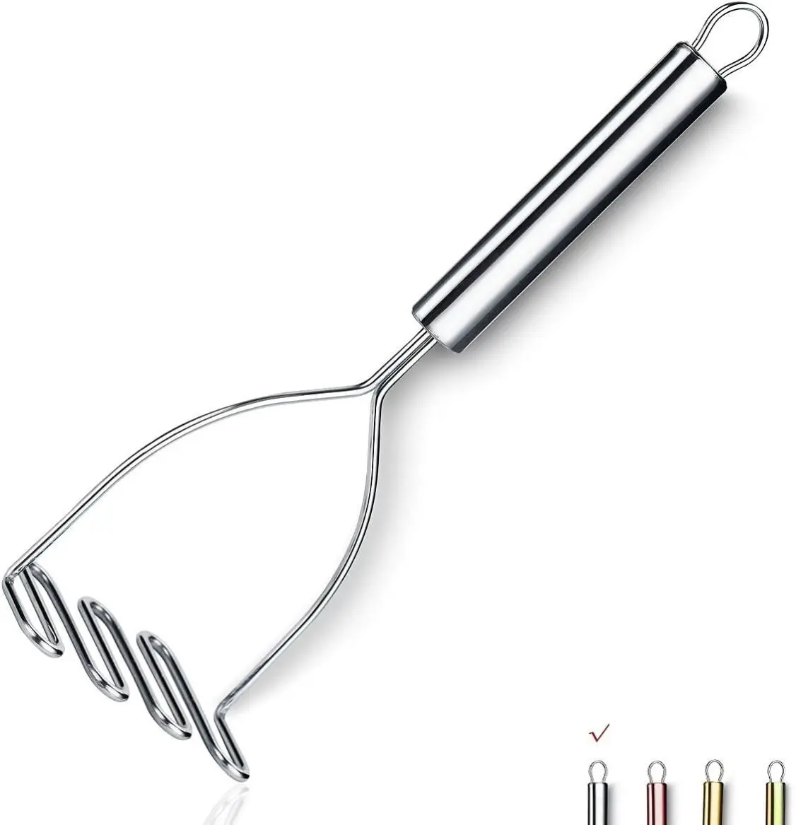 Classic Stainless Steel Potatoes Masher with Handle - Heavy-Duty Mirror Polish Kitchen Utensil, 9.6-Inch Ergonomic Grip, Dishwasher-Safe, Lead-Free, Phthalate-Free for Vegetables, Fruits | Ideal for Christmas, Thanksgiving