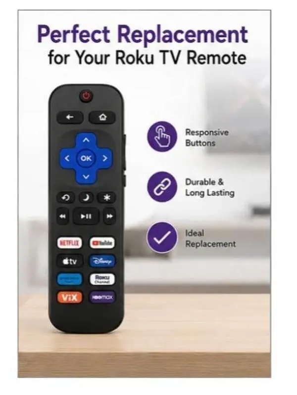 Besia Universal Replacement Remote Control Accessory for Smart TVs, Compatible with TCL, Hisense, Onn, Philips, JVC, Sharp, Westinghouse, RCA, Sanyo, LG, Samsung (Exclusive to Roku TV Models, Not for Roku Stick/Box), Accessories