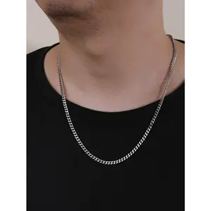 Men's Classic Cuban Rope Chain Necklace - Non-Tarnish Stainless Steel Chain Jewelry, High-End Textured Versatile Daily Neckwear, Non Tarnish Necklace
