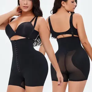 Women's High Waist Panties Thigh Slimmer Butt Pads Shapewear Tummy Control Faja with Padded Hip Enhancer Firm Level Black Minimalist Basic Compression Shaper