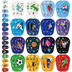 Panitay Adhesive Eye Patches for Boys, 16 Styles Light Blocking Cute Designs Cotton Adhesive Bandages for Kids Girls Toddler(48 Pcs)