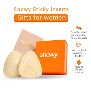 Snowy Sticky Cup Inserts - Women's Double-Sided Adhesive Bra Inserts, Instant Boost Push-Up Accessories for Seamless Bikinis, Swimwear and Fitted Underwear, Snowy Sticky Inserts