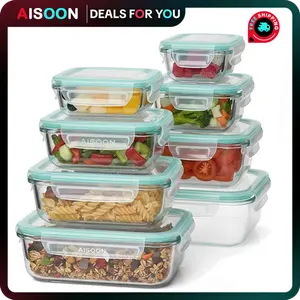 [Free Gift] 8 Pack Borosilicate Glass Food Storage Containers (8 Containers+1 Utensil) Stackable Airtight BPA Free Oven/Microwave/Freezer/Dishwasher Safe