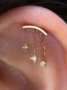 Vintage Chain Tassel Star Zircon Fashion Earrings, Simple Style for Women, Daily Commute Versatile Party Elegant Ear Studs