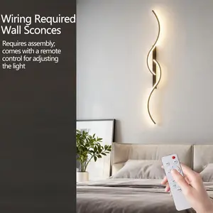 Minimalist LED Wall Lamp , Electrical Wiring, S-Curve Design, Remote-Controlled Stepless Dimming, Dimmable Wall Lamp, For Indoor Decorative Lighting in TV Backdrops, Entryways, Bedrooms, Bedside Tables, and Hallways, Modern Mood Lighting