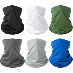 6-Pack Cooling Neck Gaiter Face Scarf, UV Protection Summer Bandana, Ice Silk Balaclava for Men Women, Moisture-Wicking Dust Mask for Cycling Running Hiking Fishing, Stretch Breathable Headwear