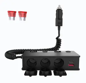 7 in 1 Cigarette Lighter Splitter, 180W Cigarette Lighter Adapter with 2 PD/QC3.0, 24V 12V Independent Switches DC Cigarette Outlet Car Charger for iPhone 17 16 15 14 13 12 and All Road Trip Devices