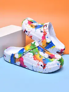 Women's Graffiti Paint Splatter Clogs, Breathable Waterproof Non-Slip Slip On Shoes, Trendy Summer Footwear for Beach, Shower & Daily Wear