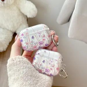 Floral Print Bluetooth-compatible Earphone Case for AirPods 4 & Pro2 Series, Compatible with Air 1/2/3/4/pro/pro2/pro3, Stylish Protection