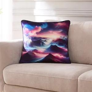 Lush Decor Mesmeric Mountains Decorative Pillow 20"H x 20"W AI-Generated Misty Mountain Scene for Whimsical Gothic Fairytale Spaces