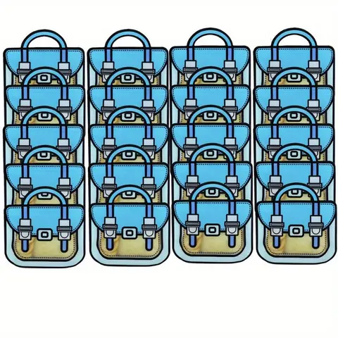 20-Pack Bulk Reusable Plastic Gift Pouches with Grab-and-Go Handles, Cartoon Window Goody Bags for Party Favor Packs, Tea Party Favors, Specialty Kitchen Use
