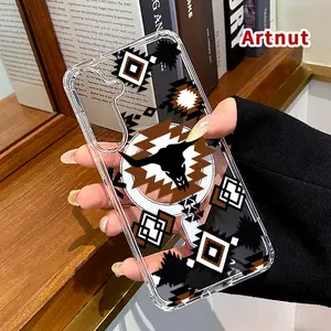 Magnetic Phone Case Compatible with Samsung Galaxy S23 Ultra S24 Plus FE S25 S22+ Retro Western Cowboy Pattern Supports Wireless Charging Non-Yellowing Shockproof Soft Silicone Transparent Acrylic Large Hole Cover