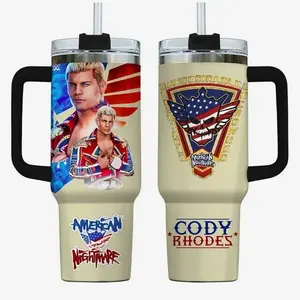 American Nightmare Cody Rhodes Tumbler 40oz, Wrestling Fan Stainless Steel Cup, Insulated Travel Mug, WWE Merch Gift, Double-Wall Cold & Hot Cup