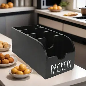 Wooden Spice Box with Dividers, Multi-Purpose Storage Container, Kitchen Counter and Desktop Organizer, Decorative Storage Box