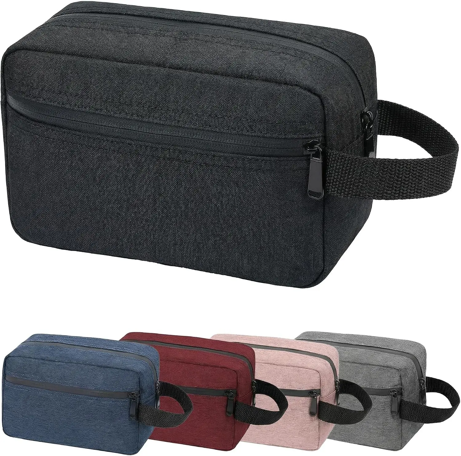 DSYSC Travel Toiletry Bag for Women Men, Small Makeup Bag, Water-Resistant Cosmetic Bag, Cosmetic Pouch, Traveling Dopp Kit, Travel Essentials Accessories (Black)