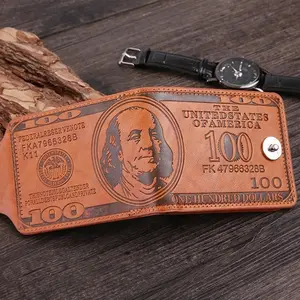 Leather Wallet Us Dollar Bill, Bi-fold, Credit Card, Photo Holder