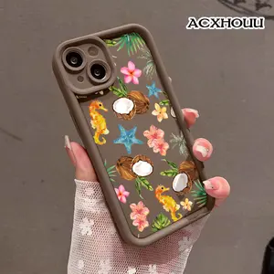 Tropical Paradise TPU Case for iPhone 17 16 E Pro Max 15 Plus 14 13 12 11 XS XR Straight Edge Drop-Resistant Rugged Protective Cover Shell