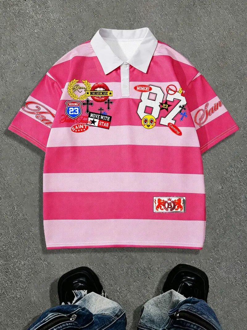 トップス \"BBY TECHBOI\" FUR PINK POLO swag y2k BBY TECHBOI