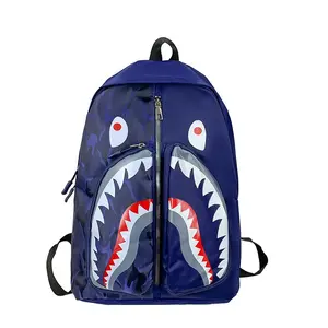 Unisex Shark Design Backpack, Large Capacity Travel Bag, Cute and Cool School Bag, Casual Shoulder Bag for Men and Women, Trendy Backpack