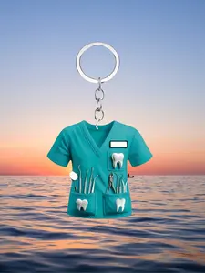 Acrylic Keychain with Shirt Design, Dental Tools Pattern, Perfect Gift for Dentists, Durable & Stylish Accessory