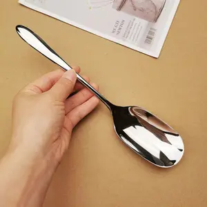 Stainless Steel Serving Spoon — Long-Handled, Large Soup Ladle for Home Use; Restaurant-Style Western Serving Spoon / Common Serving Utensil