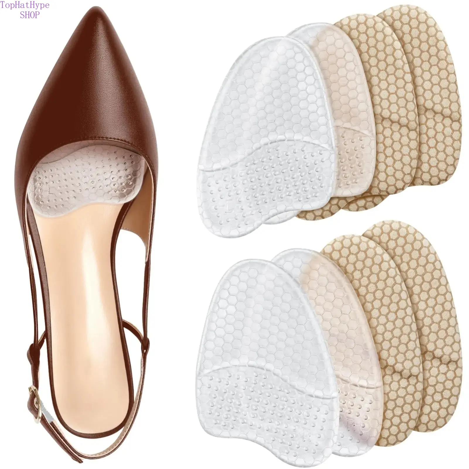 4 Pair (Beige+Clear)