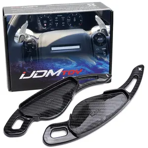iJDMTOY Twill-Weave Carbon Fiber Pattern/Style Larger Paddle Shifter Extensions For Jaguar F-Pace E-Pace XE XF XJ, For Land Rover Evoque, Discovery Range Rover Sport, etc