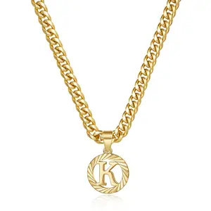 New Hollow Round 26 Letter Pendant Necklace for Women Simple Style Clavicle Chain High-end Jewelry Premium Brass Electroplated Classic Regular Chain 41-50cm Length Fashion Office Friendly gingko  leaf golden necklace valentine
